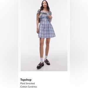 Topshop Light Blue Plaid Skater Dress